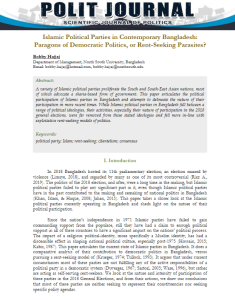 Scienfic Journal of Politics - Islamic Political Parties in Contemporary Bangladesh: Paragons of Democratic Politics, or Rent-Seeking Parasites?